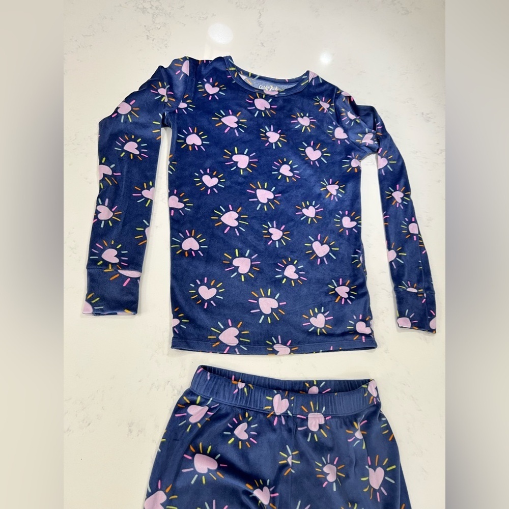 Cat & Jack Kids Pajama Set - Navy with Pink Hearts